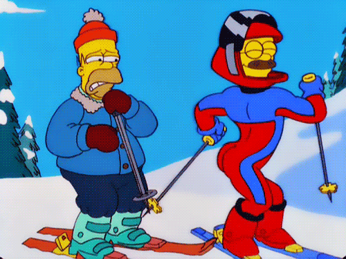 Flanders Simpsons Homer skiing funny sexy booty